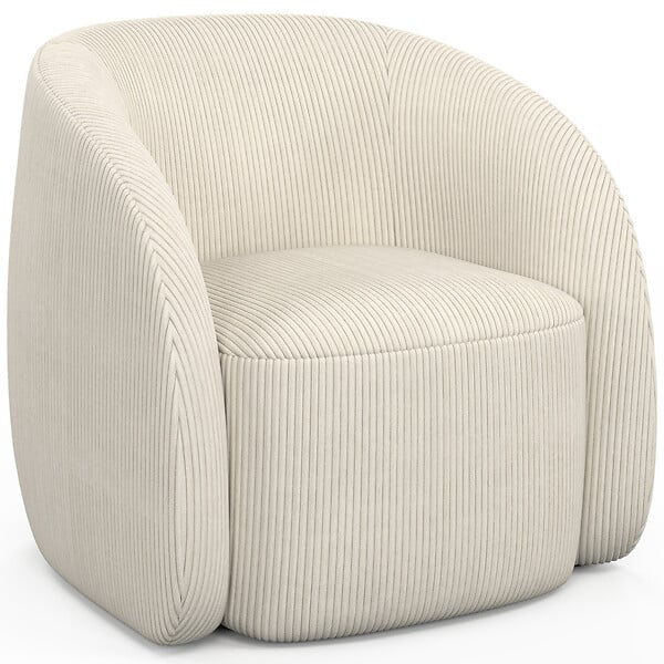 ID MARKET - Fauteuil CORI en velours côtelé beige - large