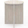 ID MARKET - Lot de 2 tables d'appoint rondes, table basse, bouts de canapé, tables de chevet MARTHE 35/40 cm bois effet travertin - vignette