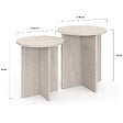 ID MARKET - Lot de 2 tables d'appoint rondes, table basse, bouts de canapé, tables de chevet MARTHE 35/40 cm bois effet travertin - vignette