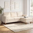 ID MARKET - Canapé d'angle réversible 3 places MARIUS 200 cm en tissu chenille beige - vignette