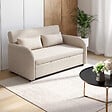 ID MARKET - Canapé droit 2 places convertible NOAH en tissu beige - vignette