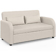 ID MARKET - Canapé droit 2 places convertible NOAH en tissu beige - vignette