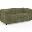 ID MARKET - Canapé droit 2 places capitonné AMANCE en tissu chenille vert kaki - vignette
