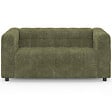 ID MARKET - Canapé droit 2 places capitonné AMANCE en tissu chenille vert kaki - vignette