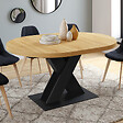 ID MARKET - Table à manger extensible ronde ALICIA 4-8 personnes bois et noir 110 - 150 cm - vignette
