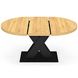 ID MARKET - Table à manger extensible ronde ALICIA 4-8 personnes bois et noir 110 - 150 cm - vignette