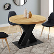 ID MARKET - Table à manger extensible ronde ALICIA 4-8 personnes bois et noir 110 - 150 cm - vignette