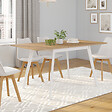 ID MARKET - Table scandinave extensible rectangle INGA 4-8 personnes plateau bois pieds blancs 110-150 cm - vignette