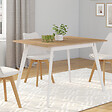 ID MARKET - Table scandinave extensible rectangle INGA 4-8 personnes plateau bois pieds blancs 110-150 cm - vignette