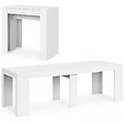 ID MARKET - Table console extensible ORLANDO 10 personnes 235 cm bois blanc - vignette