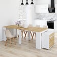 ID MARKET - Table buffet extensible ORLANDO 14 personnes 285 cm bois blanc façon hêtre - vignette