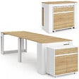 ID MARKET - Table buffet extensible ORLANDO 14 personnes 285 cm bois blanc façon hêtre - vignette