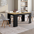 ID MARKET - Table console extensible ORLANDO 6 personnes 140 cm bois noir et façon hêtre - vignette