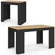 ID MARKET - Table console extensible ORLANDO 6 personnes 140 cm bois noir et façon hêtre - vignette