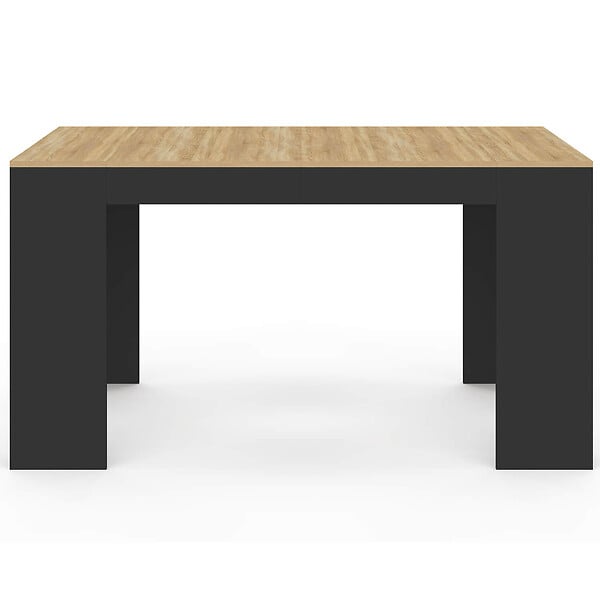 ID MARKET - Table console extensible ORLANDO 6 personnes 140 cm bois noir et façon hêtre - large