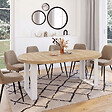 ID MARKET - Table à manger extensible ronde PHOENIX 6-10 personnes bois et blanc 140-200 cm - vignette