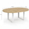 ID MARKET - Table à manger extensible ronde PHOENIX 6-10 personnes bois et blanc 140-200 cm - vignette