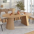 ID MARKET - Table à manger ronde extensible ANGELE 4-10 personnes bois effet hêtre 110-200 cm - vignette
