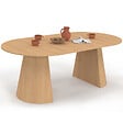 ID MARKET - Table à manger ronde extensible ANGELE 4-10 personnes bois effet hêtre 110-200 cm - vignette