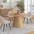 ID MARKET - Table à manger ronde extensible ANGELE 4-10 personnes bois effet hêtre 110-200 cm - vignette