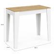 ID MARKET - Table console extensible MICHEL 10 personnes 235 cm bois façon hêtre et blanc - vignette