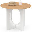 ID MARKET - Table à manger fixe ronde ALOISE 4 personnes pied arc blanc et bois 80 cm - vignette