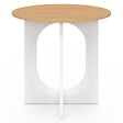 ID MARKET - Table à manger fixe ronde ALOISE 4 personnes pied arc blanc et bois 80 cm - vignette