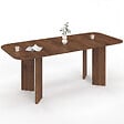 ID MARKET - Table à manger extensible rectangulaire arrondie CAPUCINE 6-10 personnes 4 pieds design arrondi noyer 160-200 cm - vignette