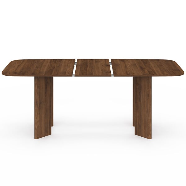 ID MARKET - Table à manger extensible rectangulaire arrondie CAPUCINE 6-10 personnes 4 pieds design arrondi noyer 160-200 cm - large