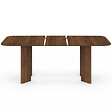 ID MARKET - Table à manger extensible rectangulaire arrondie CAPUCINE 6-10 personnes 4 pieds design arrondi noyer 160-200 cm - vignette