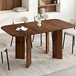 ID MARKET - Table à manger extensible rectangulaire arrondie CAPUCINE 6-10 personnes 4 pieds design arrondi noyer 160-200 cm - vignette
