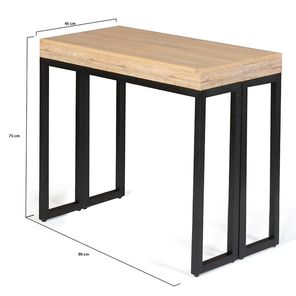ID MARKET - Table console extensible TORONTO 6 personnes 140 cm design industriel - large
