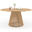 ID MARKET - Table à manger extensible ronde CARMEN 4-8 personnes pied bois en lattes et plateau bois 110 - 150 cm - vignette
