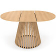 ID MARKET - Table à manger extensible ronde CARMEN 4-8 personnes pied bois en lattes et plateau bois 110 - 150 cm - vignette