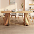 ID MARKET - Table à manger extensible ronde CARMEN 4-10 personnes pied bois en lattes et plateau bois 110-200 cm - vignette