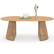 ID MARKET - Table à manger extensible ronde CARMEN 4-10 personnes pied bois en lattes et plateau bois 110-200 cm - vignette