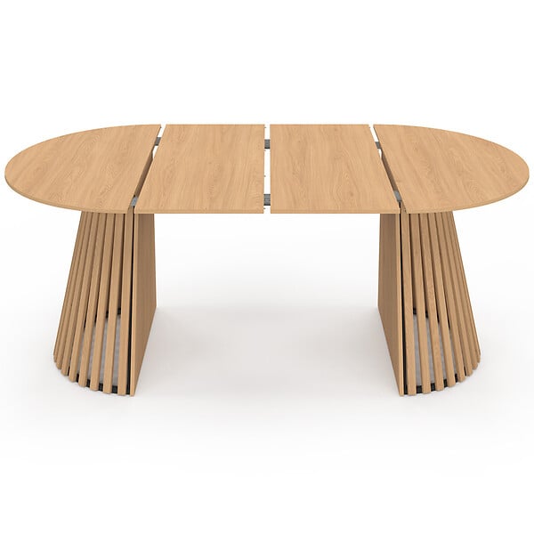 ID MARKET - Table à manger extensible ronde CARMEN 4-10 personnes pied bois en lattes et plateau bois 110-200 cm - large