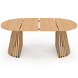 ID MARKET - Table à manger extensible ronde CARMEN 4-10 personnes pied bois en lattes et plateau bois 110-200 cm - vignette