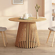 ID MARKET - Table à manger extensible ronde CARMEN 4-10 personnes pied bois en lattes et plateau bois 110-200 cm - vignette