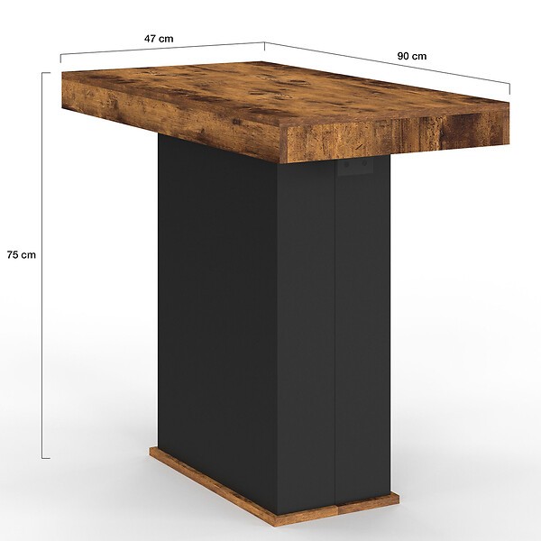 ID MARKET - Table console extensible EDEN 10 personnes 235 cm bois effet vieilli et noir - large