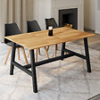 ID MARKET - Table à manger rectangle MADELEINE 6 personnes bois et métal 160 cm - vignette