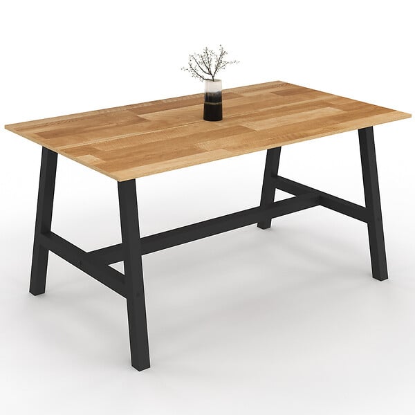 ID MARKET - Table à manger rectangle MADELEINE 6 personnes bois et métal 160 cm - large