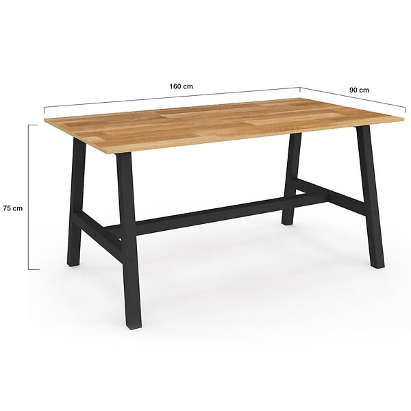 ID MARKET - Table à manger rectangle MADELEINE 6 personnes bois et métal 160 cm - large