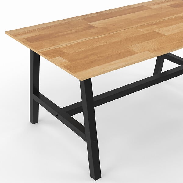 ID MARKET - Table à manger rectangle MADELEINE 6 personnes bois et métal 160 cm - large