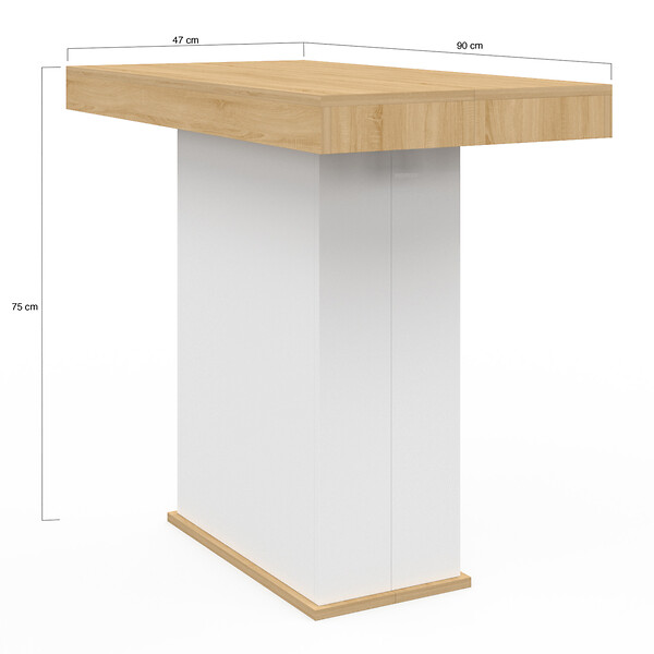 ID MARKET - Table console extensible EDEN 10 personnes 235 cm bois et blanc - large