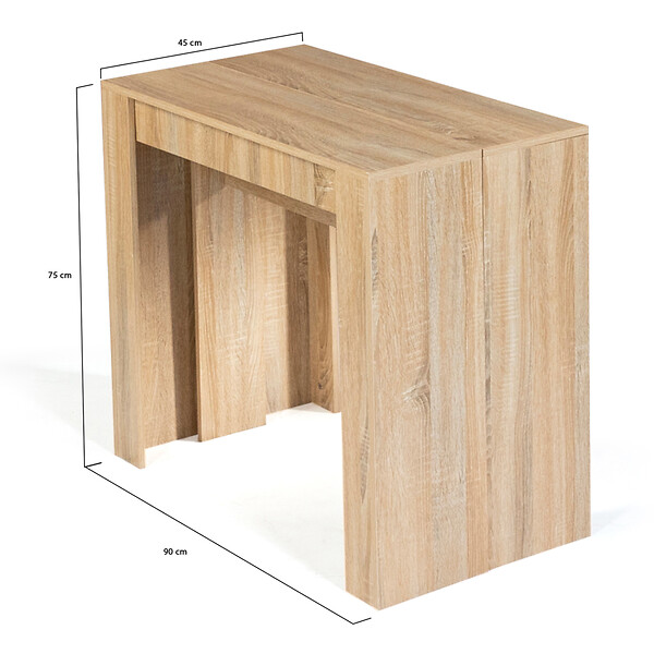 ID MARKET - Table console extensible ORLANDO 14 personnes 300 cm bois façon hêtre - large