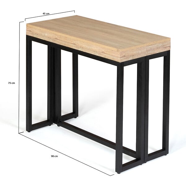 ID MARKET - Table console extensible TORONTO 10 personnes 235 cm design industriel - large