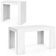 ID MARKET - Table console extensible ORLANDO 6 personnes 140 cm bois blanc - vignette
