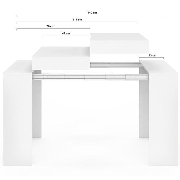 ID MARKET - Table console extensible ORLANDO 6 personnes 140 cm bois blanc - large