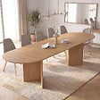ID MARKET - Table à manger extensible ovale MARTHE 6-12 personnes bois façon hêtre 200-300 cm - vignette